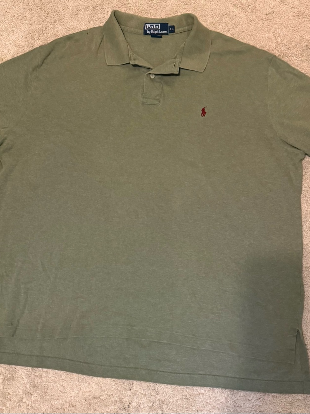 Ralph Lauren Olive Green Polo with Red Pony Embroidery XL
